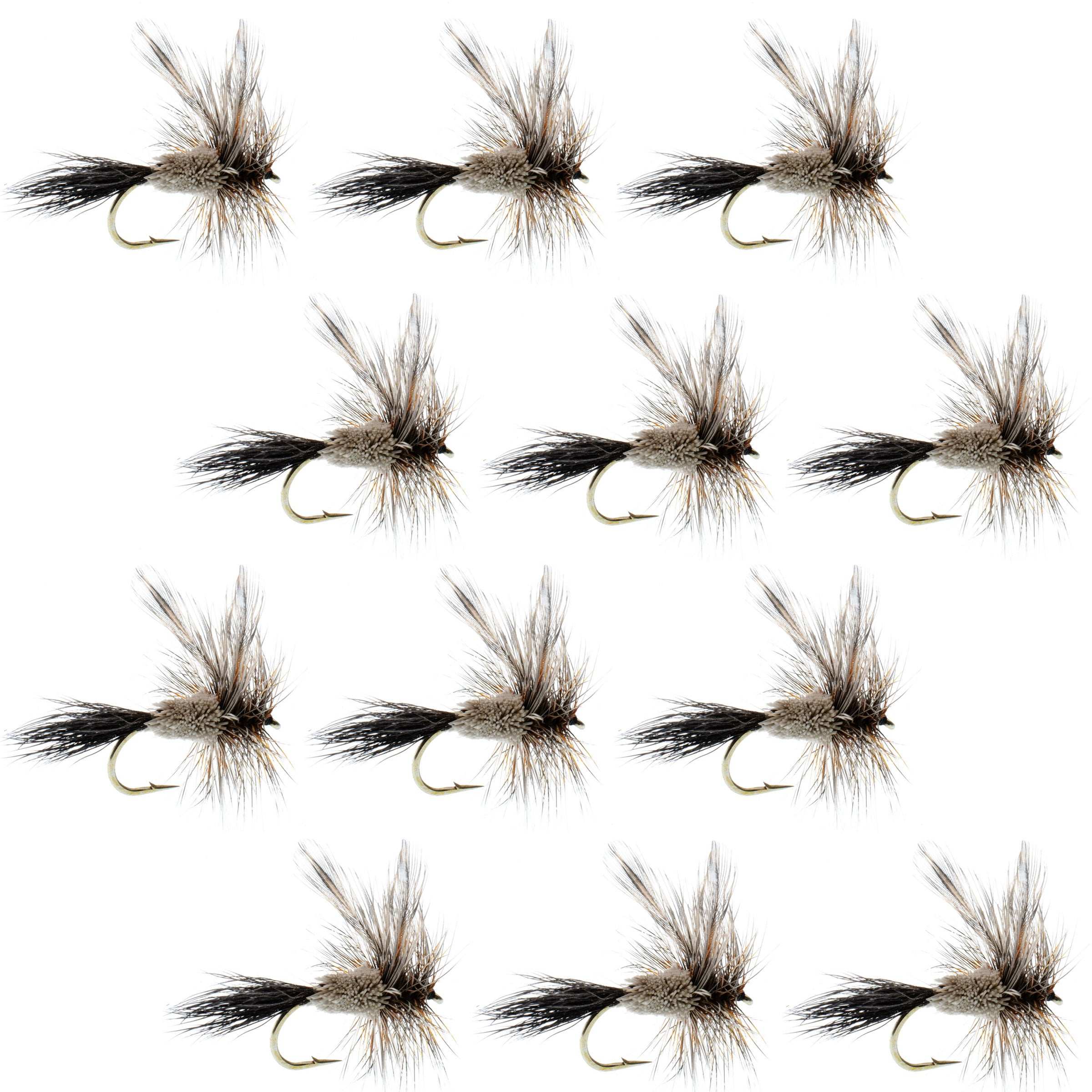 Mosca seca clásica irresistible de Adams - 1 docena de moscas, anzuelo tamaño 10