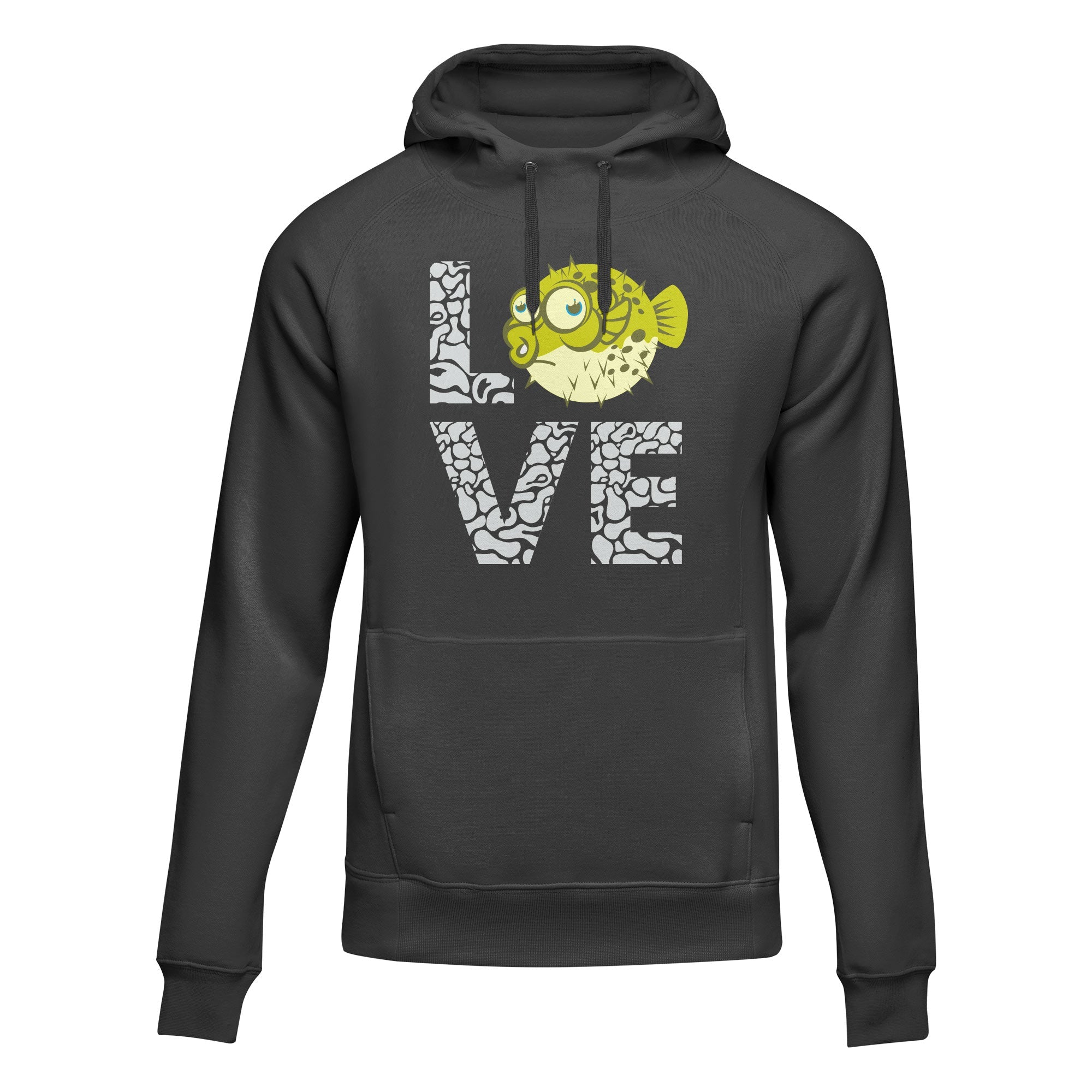 Sweat à capuche unisexe Love Fishing Green Blowfish Globe