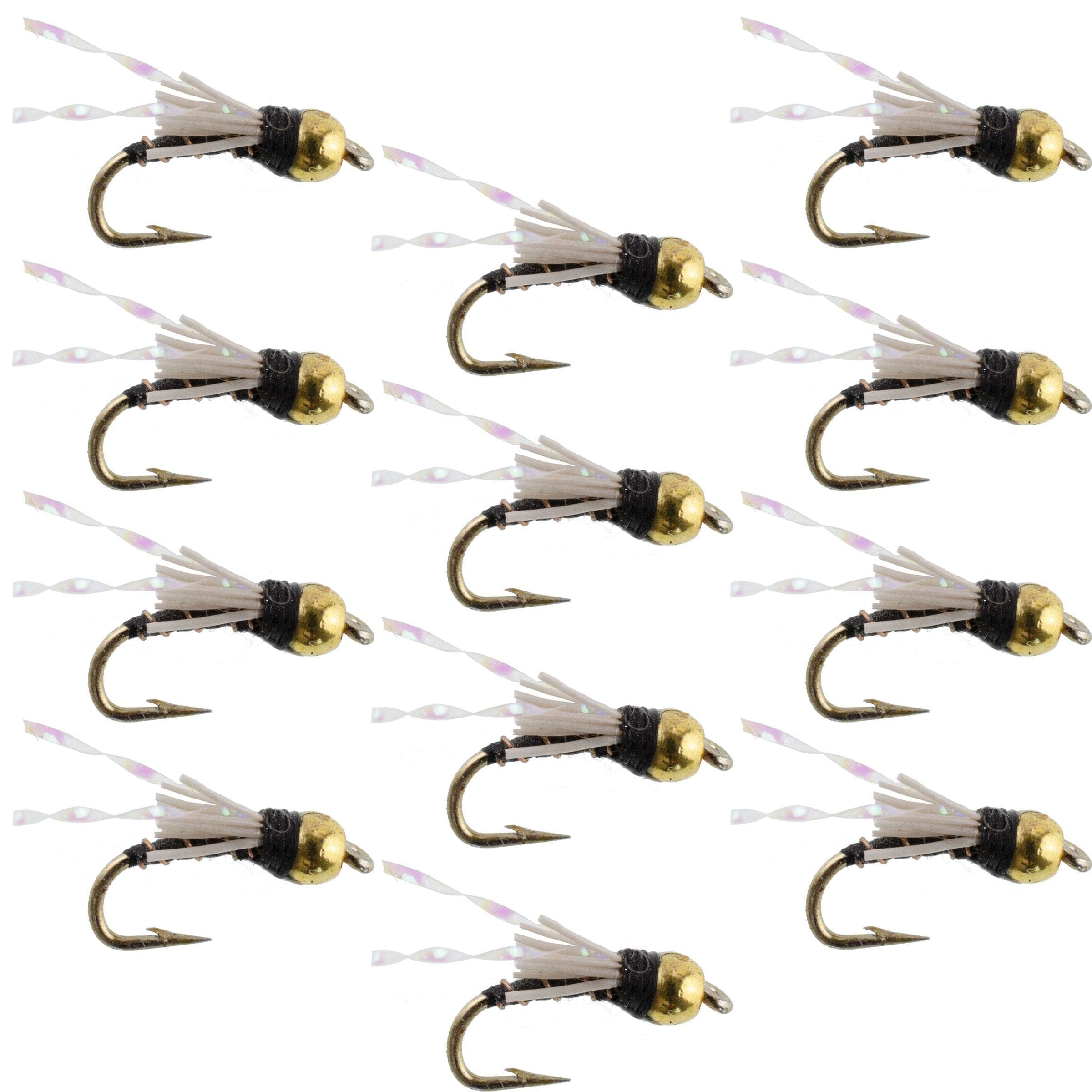 Moscas de pesca con mosca húmeda Beadhead Black 3 Dollar Dip Serendipity - 1 docena de moscas, tamaño de anzuelo 18