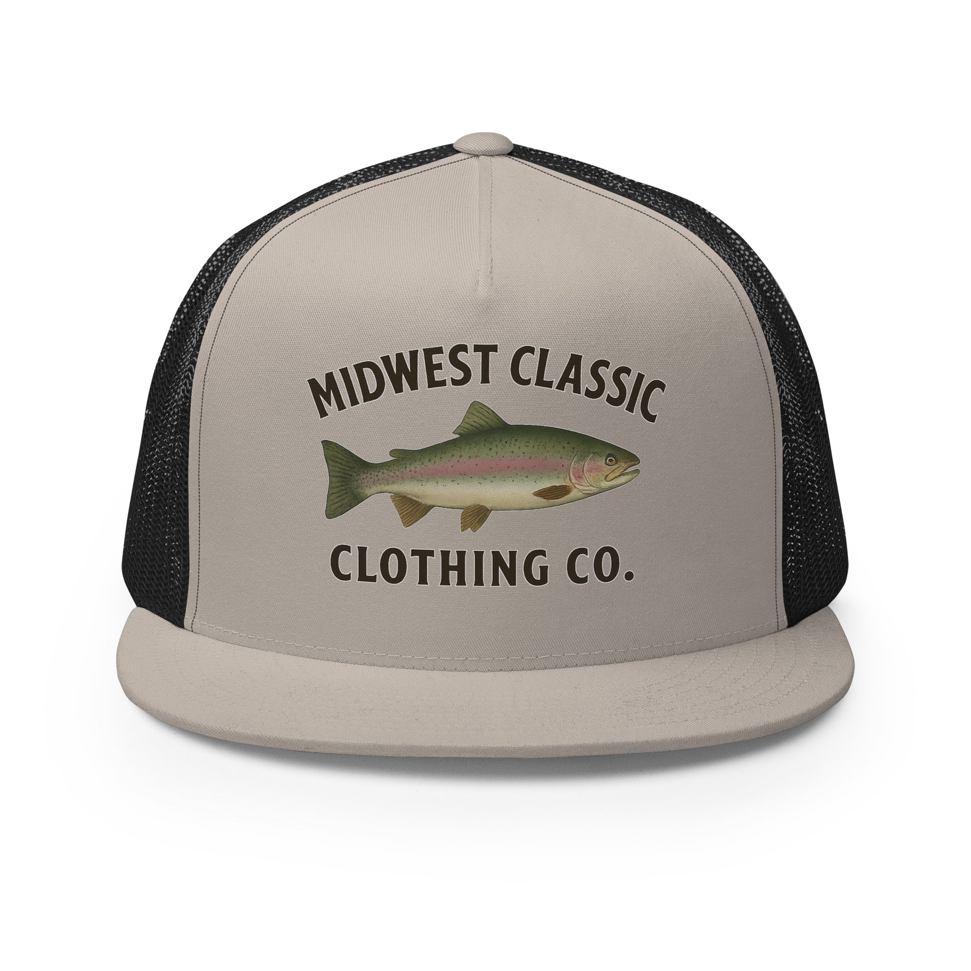 Gorra de camionero con diseño de trucha arcoíris