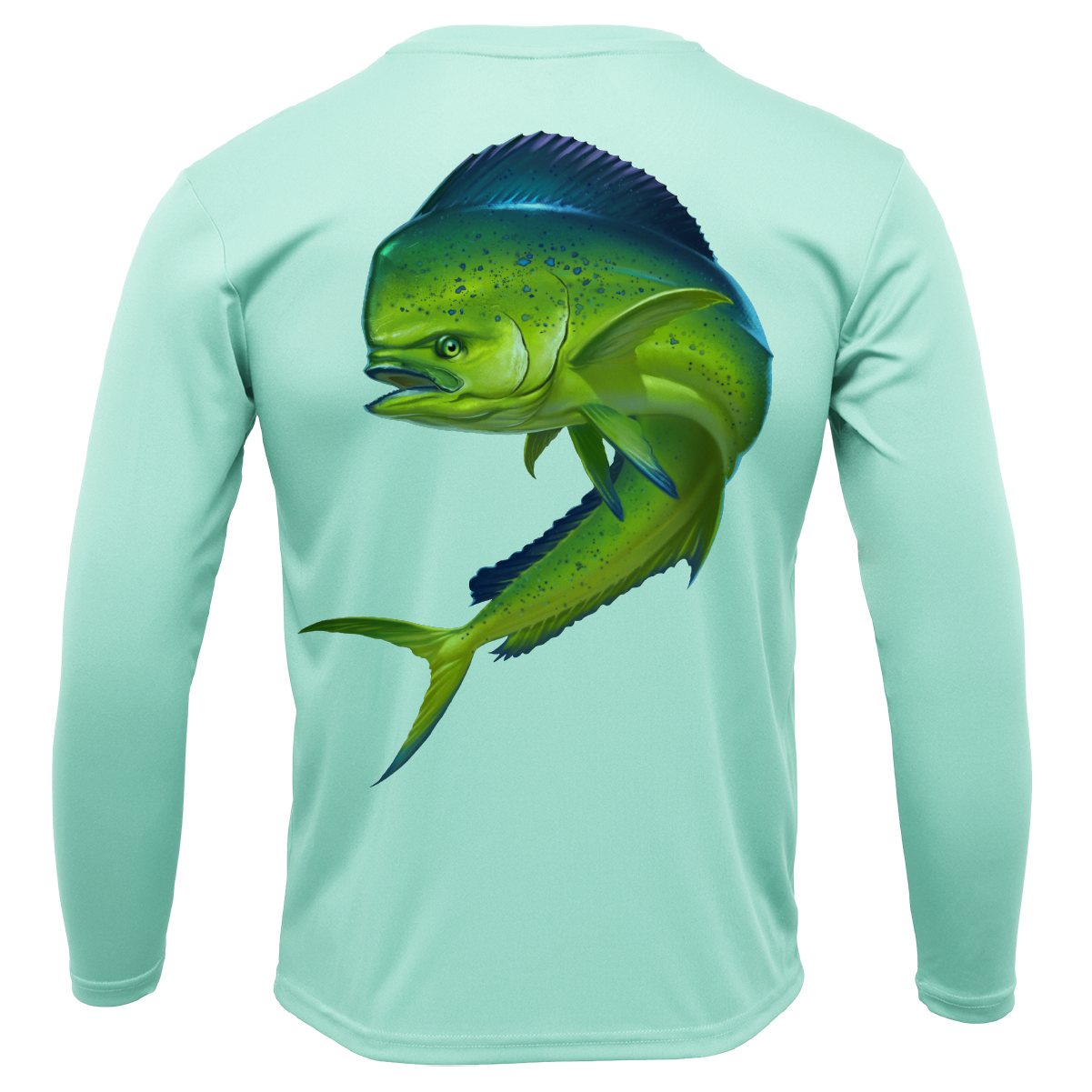 Key West, FL Action Mahi Men's Long Sleeve UPF 50+ Dry-Fit Shirt