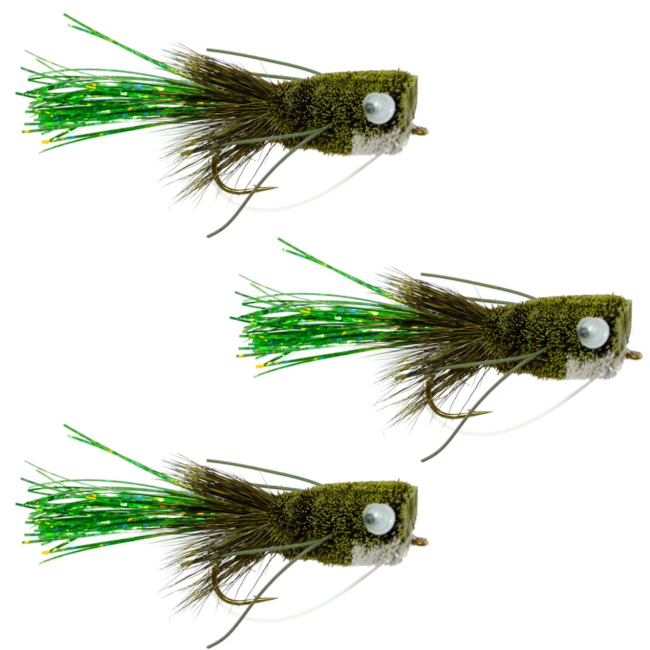 Paquete de 3 anzuelos Flashtail para pesca con mosca, tamaño 8, con boca ancha y protección contra malezas.