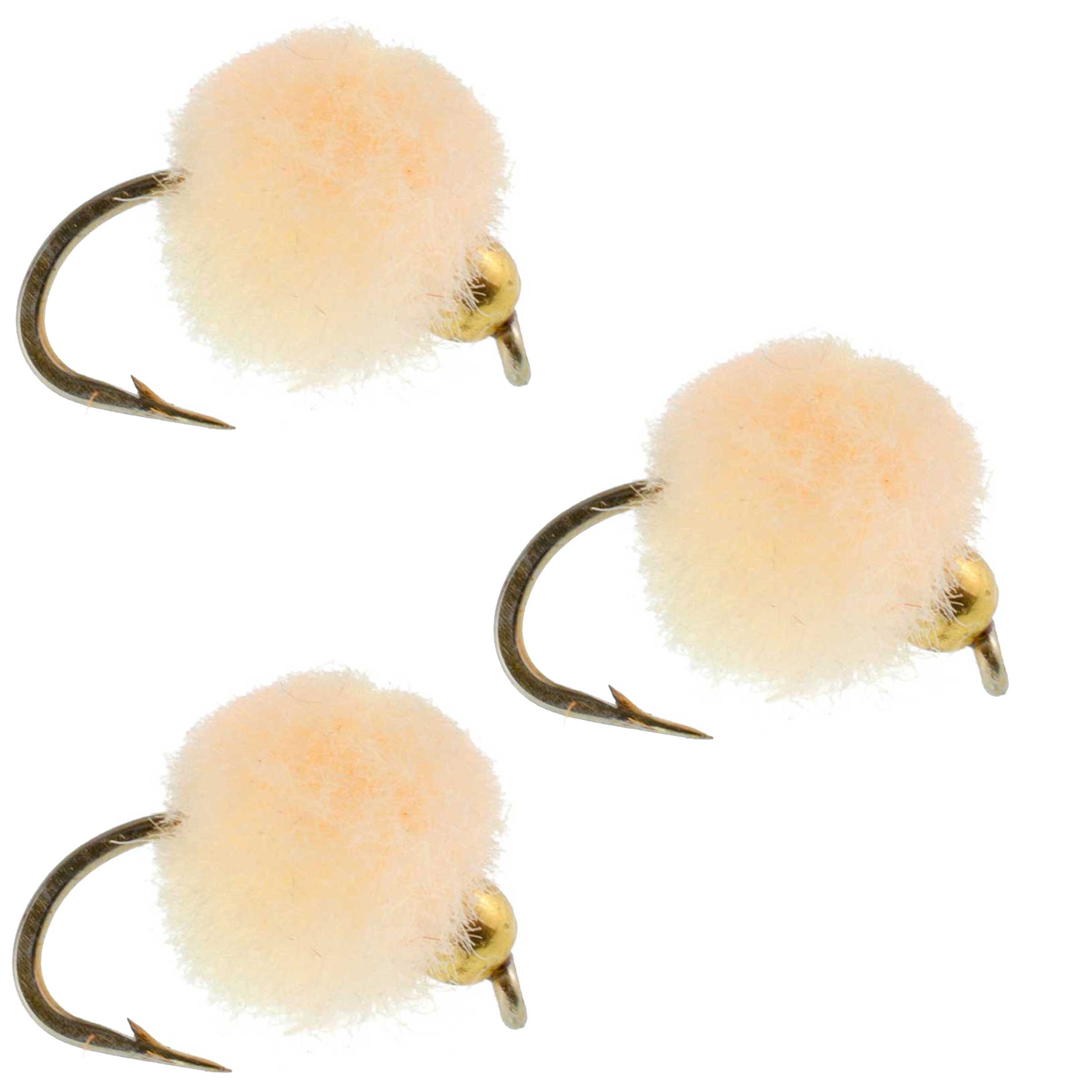 Paquete de 3 moscas para pesca con mosca con forma de huevo de queso de Oregón con cabeza de grano - Anzuelo tamaño 16