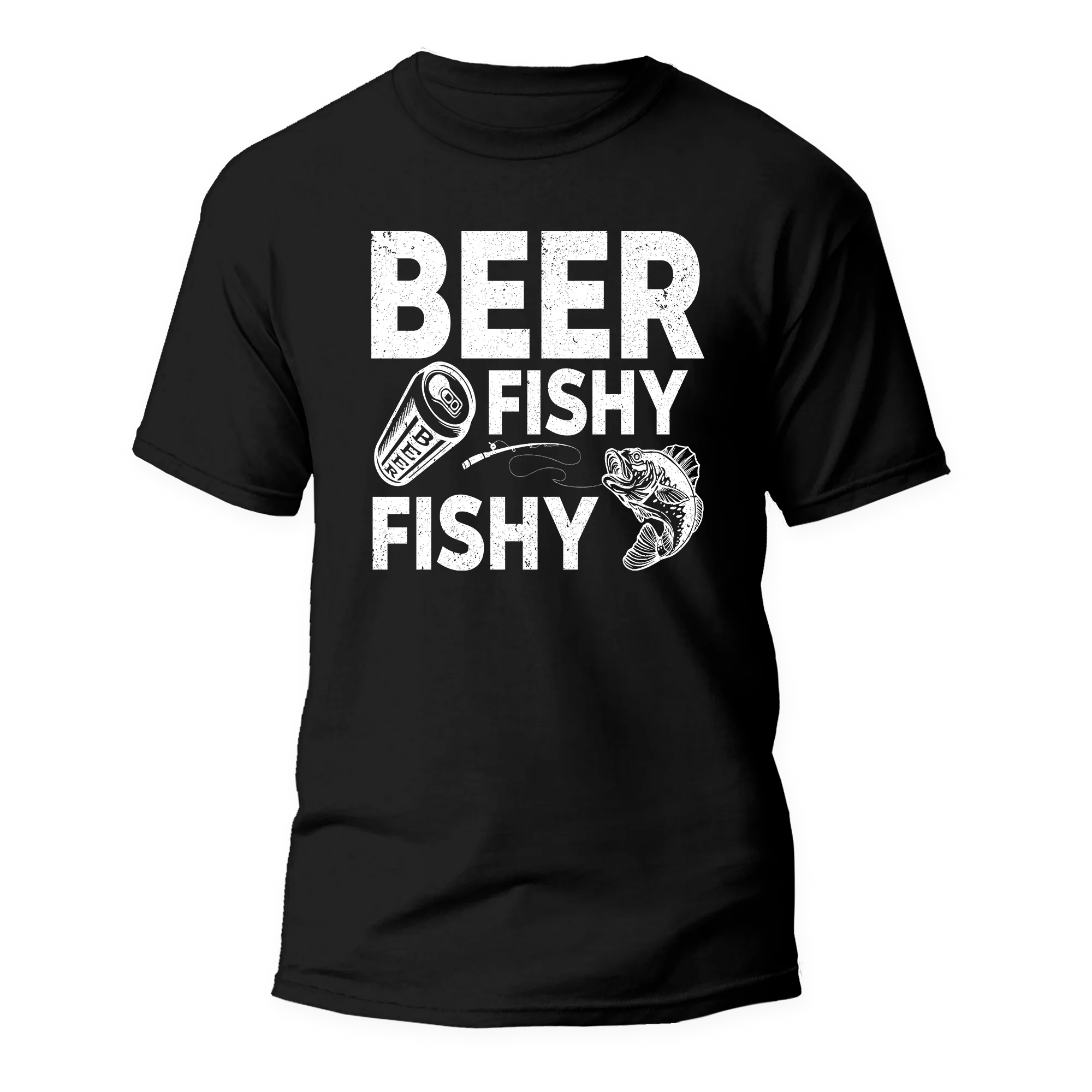 Camiseta de hombre con cerveza y pescado