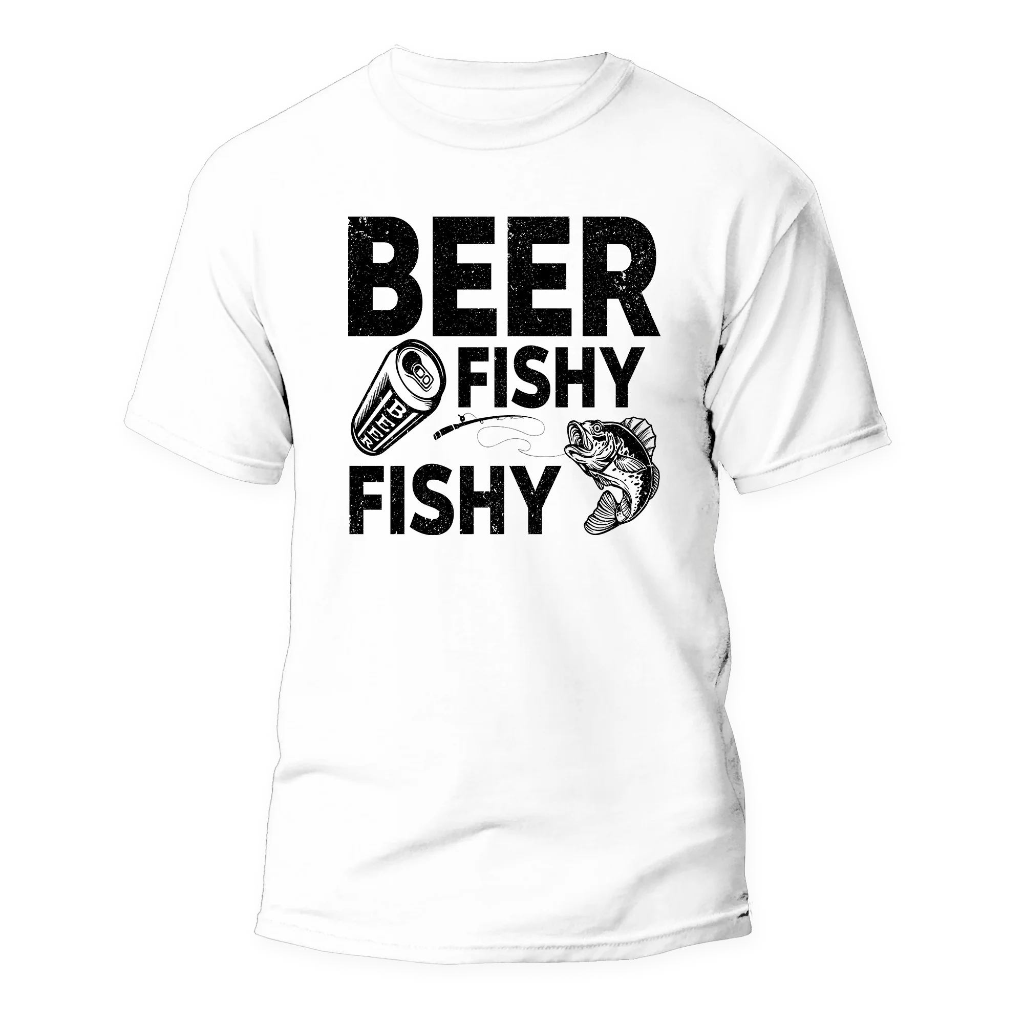 Camiseta de hombre con cerveza y pescado