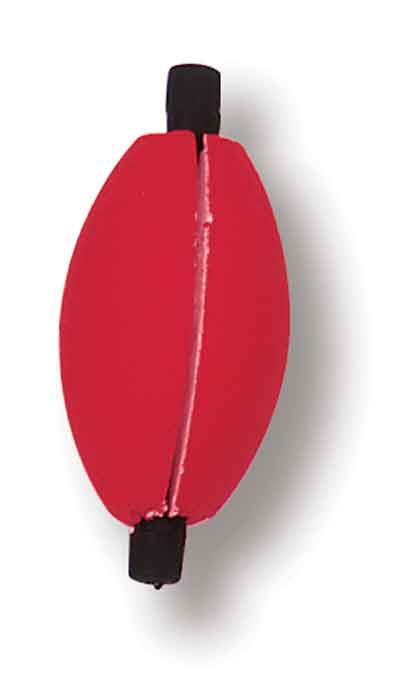 Betts Peg Foam Float (Oval w/slit, 2.50", 100ct, Red/White) Bobber Bargain