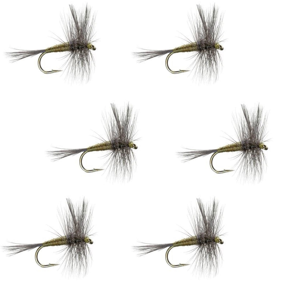 Lot de 6 mouches sèches pour la pêche à la truite Blue Winged Olive BWO Classic, taille 14