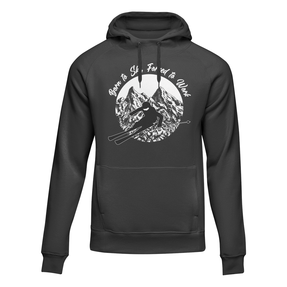 Sudadera unisex "Nacido para esquiar, obligado a trabajar"