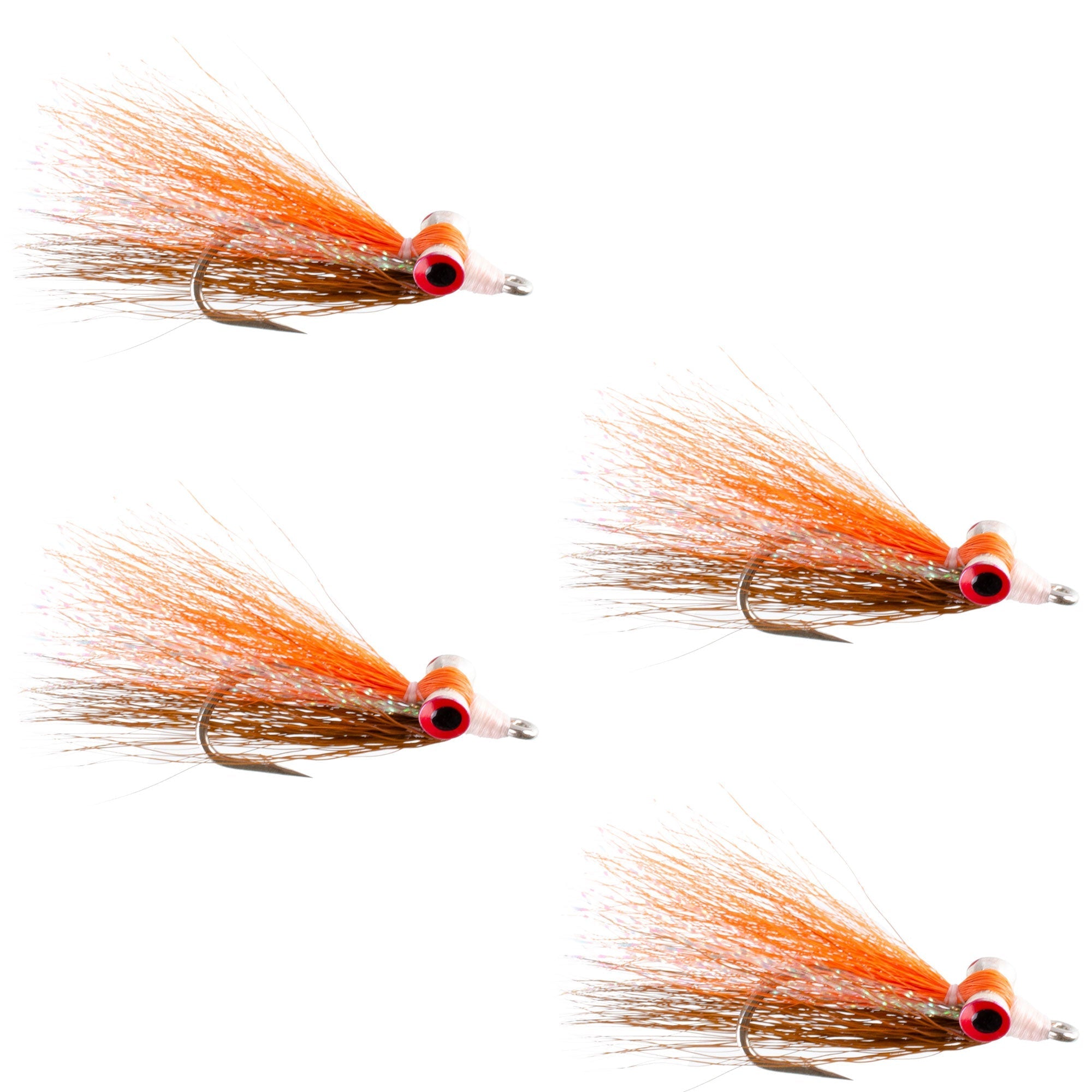 Clouser Freshwater Deep Minnow Brown Orange Sunfish - Moscas de streamer para pesca con mosca - 4 moscas para trucha y lubina - Anzuelo tamaño 4