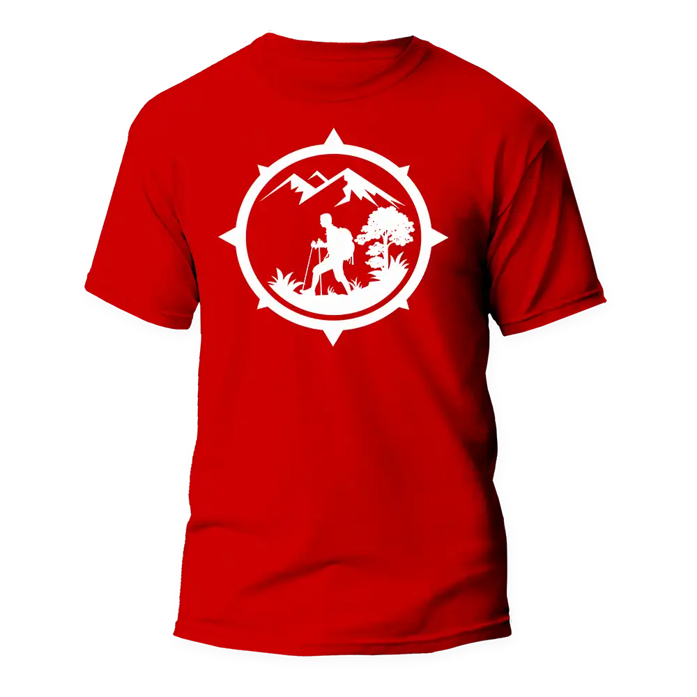 T-shirt homme avec boussole de randonnée en montagne