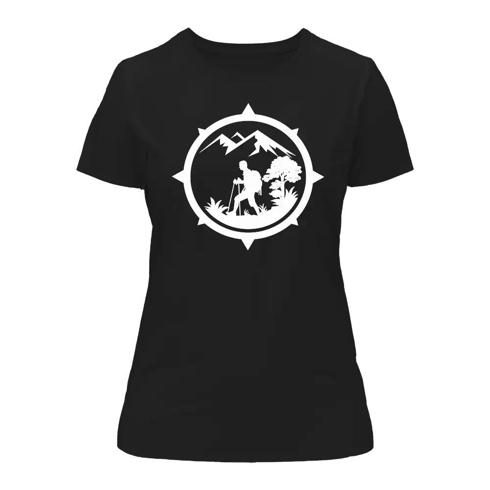Camiseta de senderismo con brújula de montaña para mujer