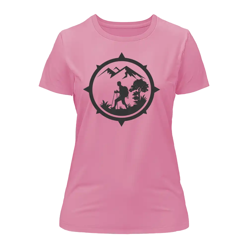 Camiseta de senderismo con brújula de montaña para mujer