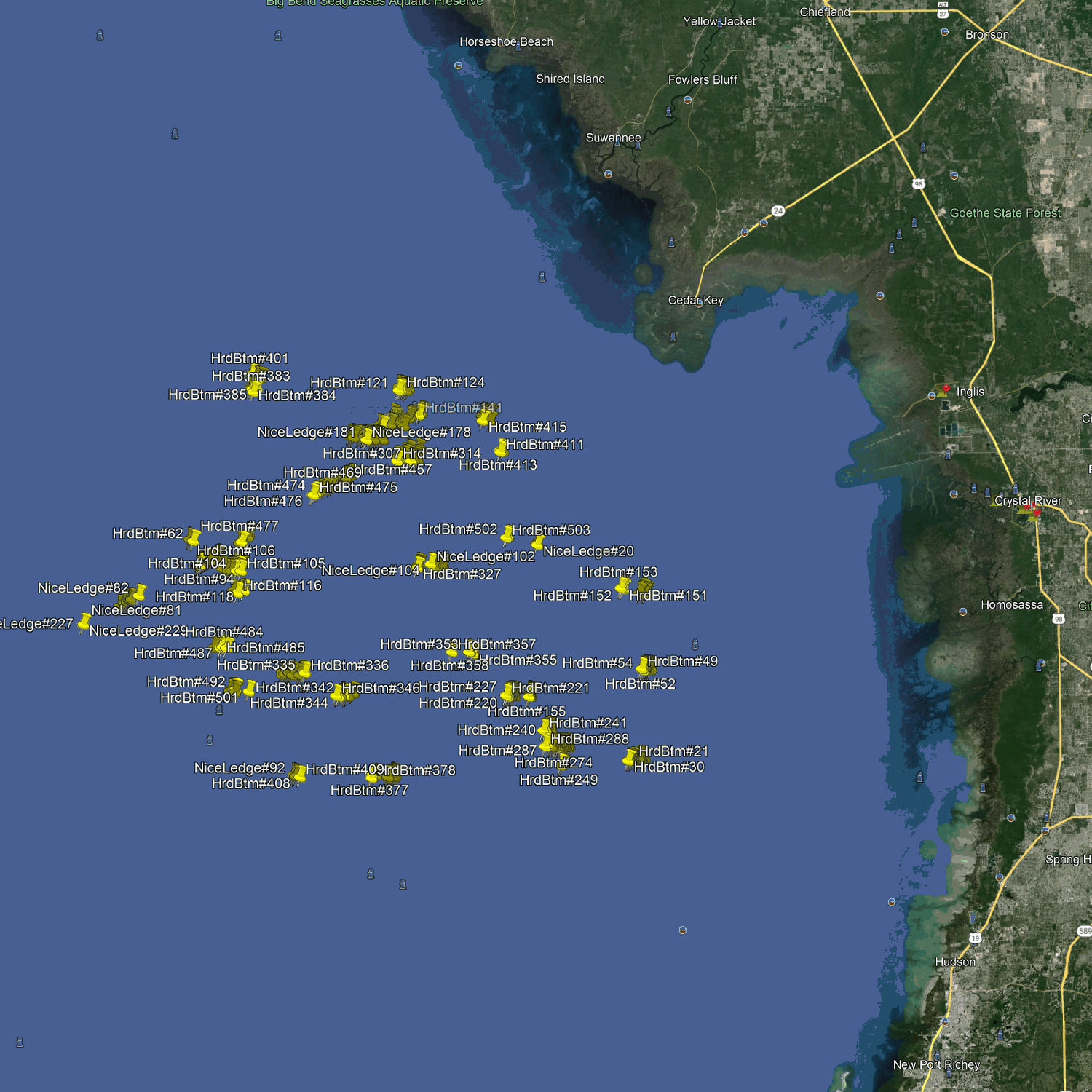 Crystal River Fishing Spots - Offshore Numbers
