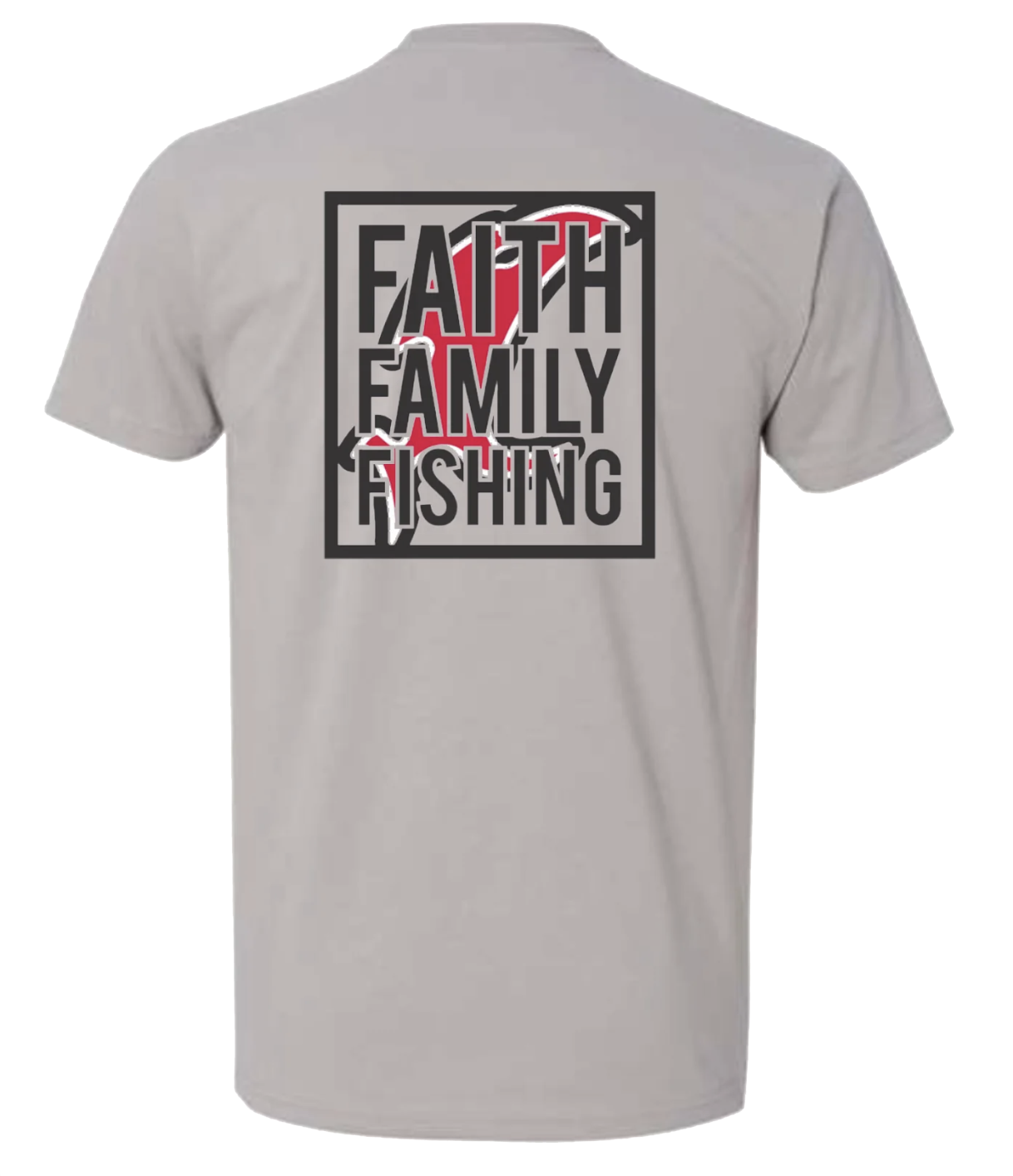 Camiseta Vicious Faith, Family & Fishing - Gris Premium