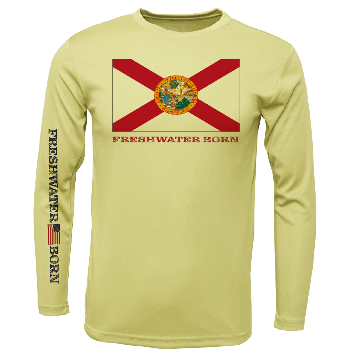 Florida Flag Freshwater Born Boy's Long Sleeve UPF 50+ Dry-Fit Shirt