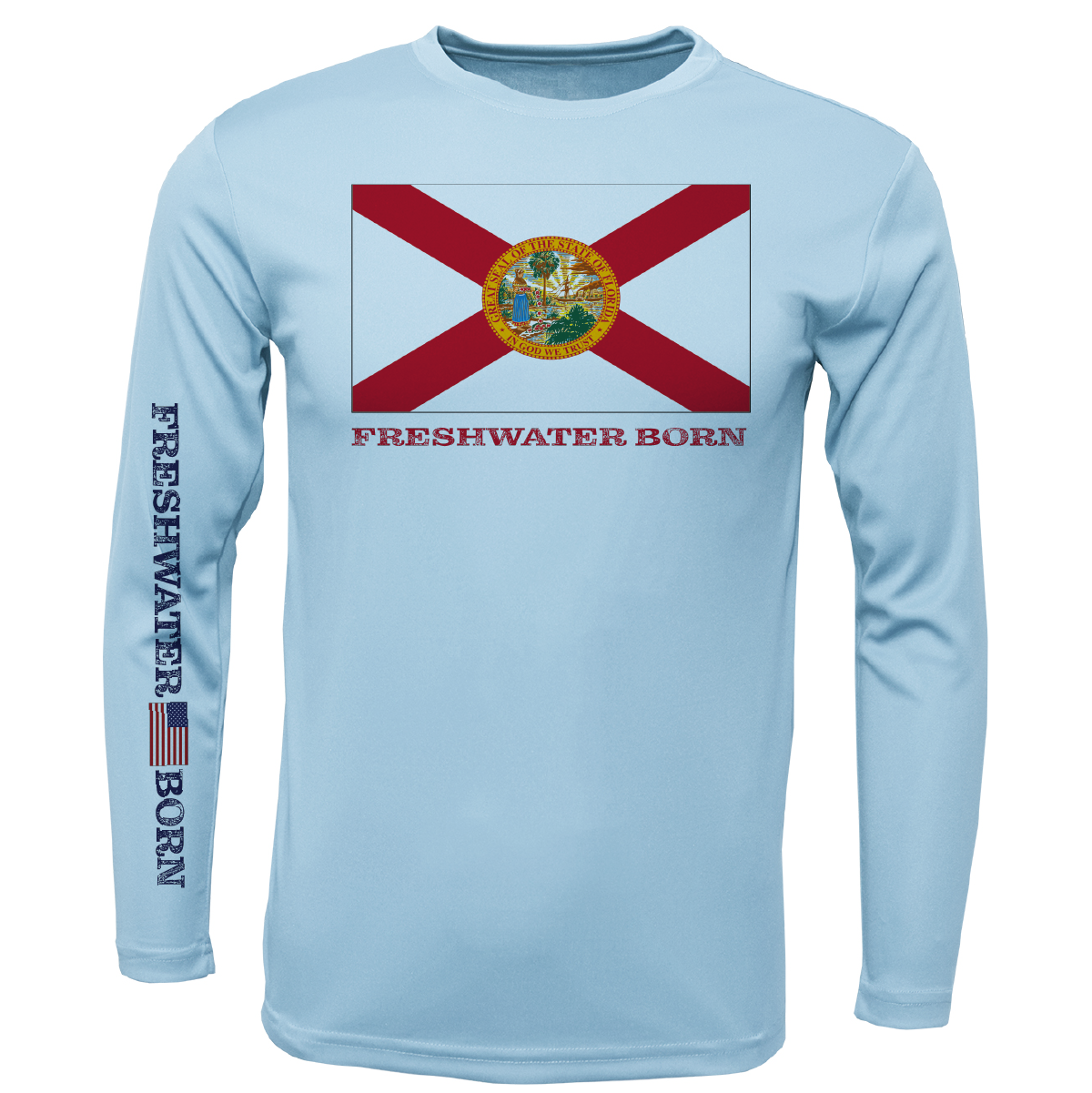 Florida Flag Freshwater Born Boy's Long Sleeve UPF 50+ Dry-Fit Shirt
