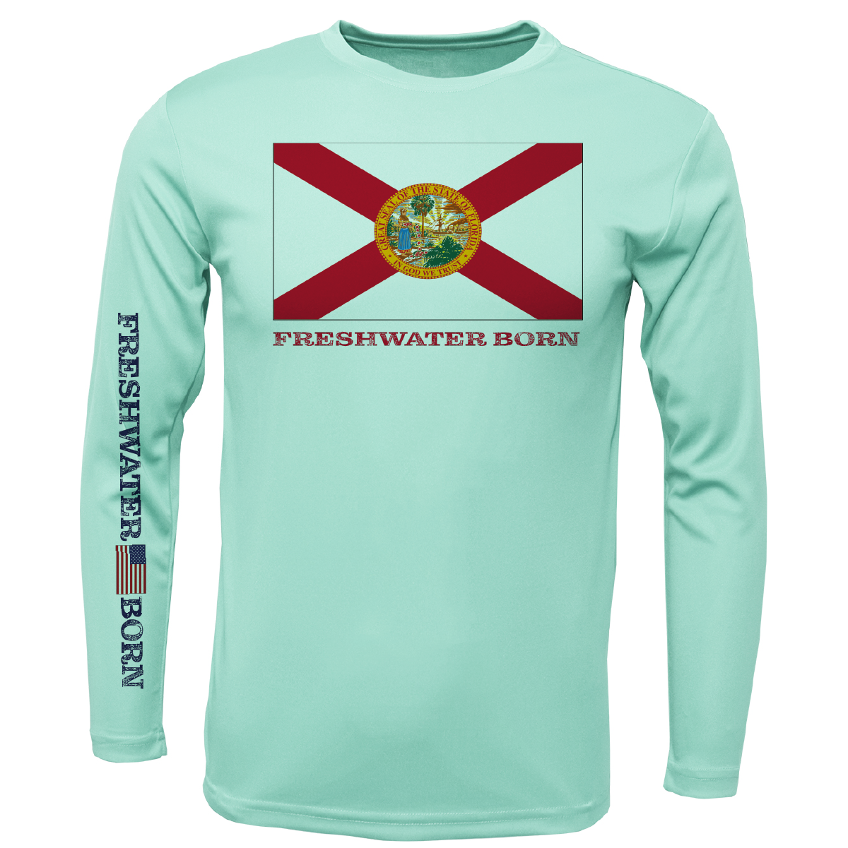 Florida Flag Freshwater Born Boy's Long Sleeve UPF 50+ Dry-Fit Shirt