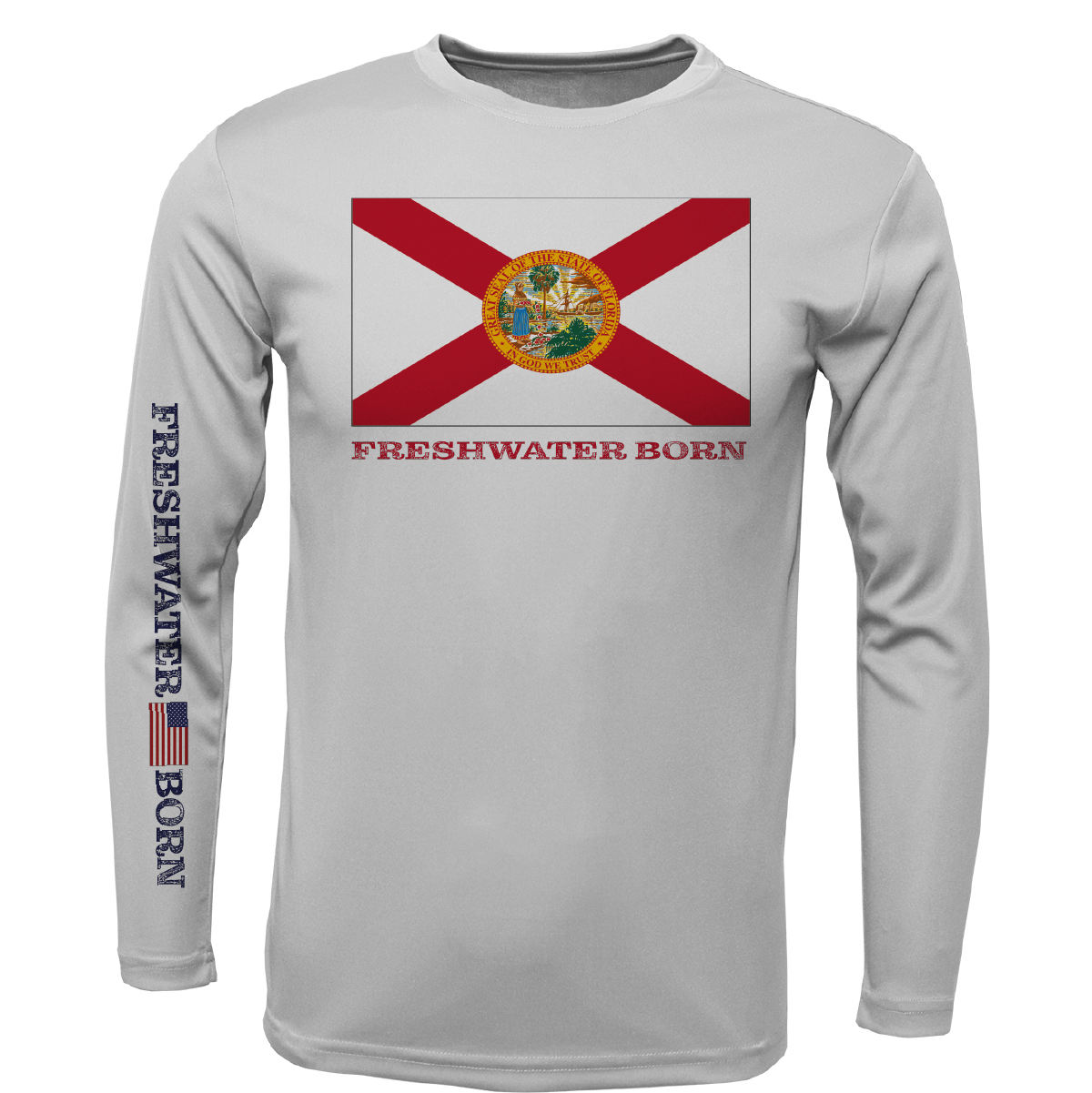 Florida Flag Freshwater Born Boy's Long Sleeve UPF 50+ Dry-Fit Shirt