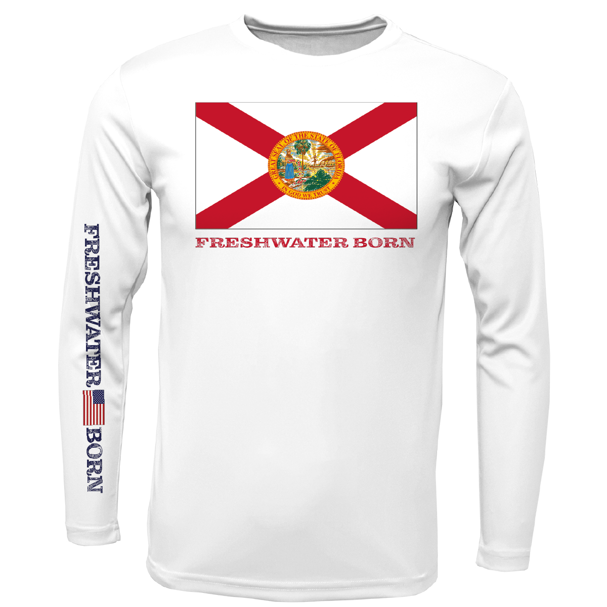 Florida Flag Freshwater Born Boy's Long Sleeve UPF 50+ Dry-Fit Shirt