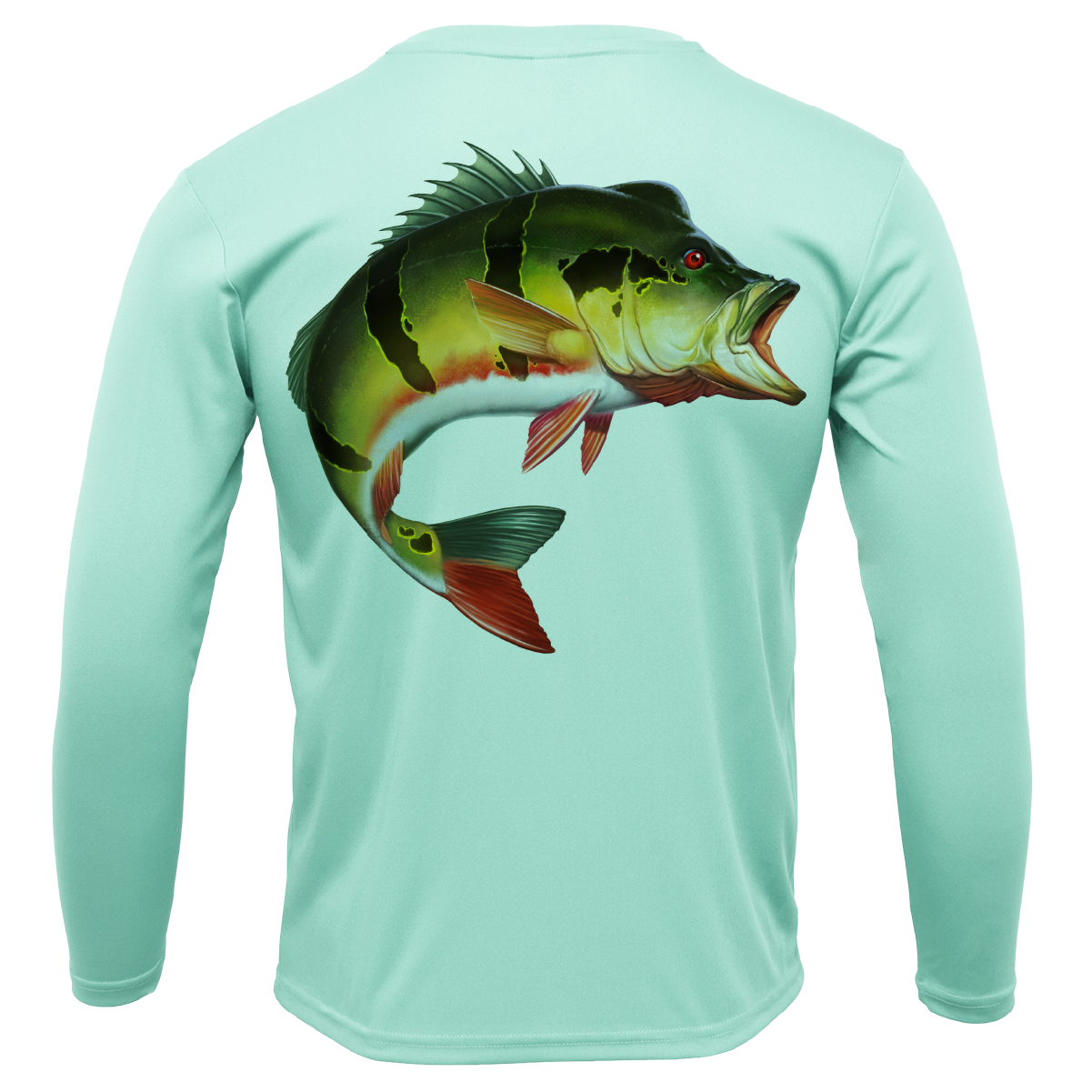 Miami, FL Freshwater Born Peacock Bass Men's Long Sleeve UPF 50+ Dry-Fit Shirt