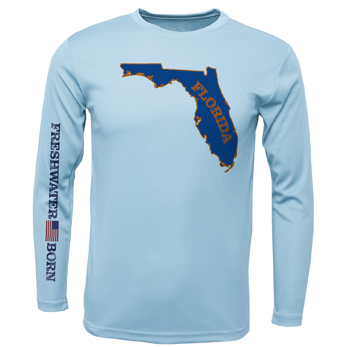 Orange and Blue Freshwater Born Men's Long Sleeve UPF 50+ Dry-Fit Shirt