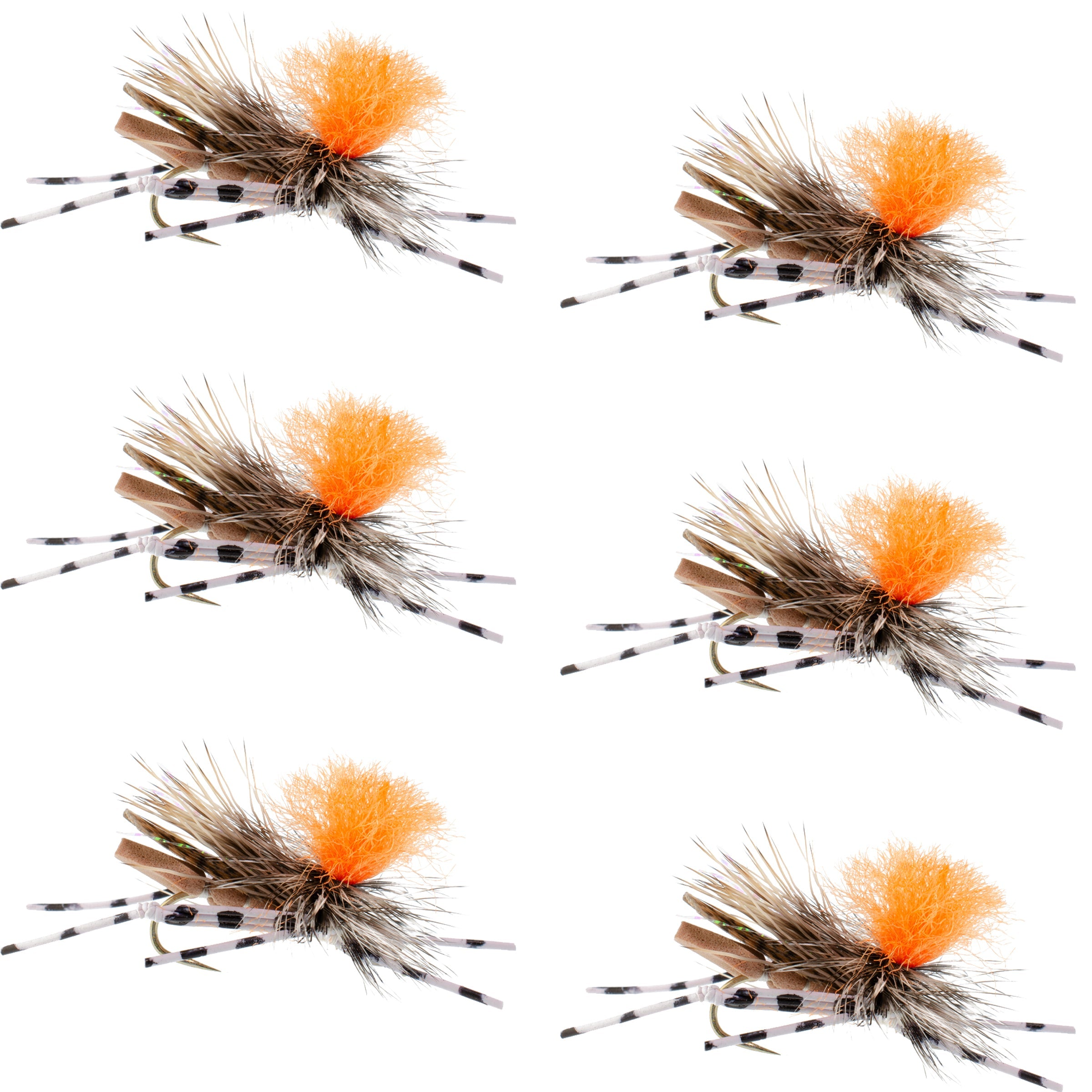 Feth Hopper Tan - Patrón de mosca de espuma tipo saltamontes - 6 moscas, anzuelo tamaño 10