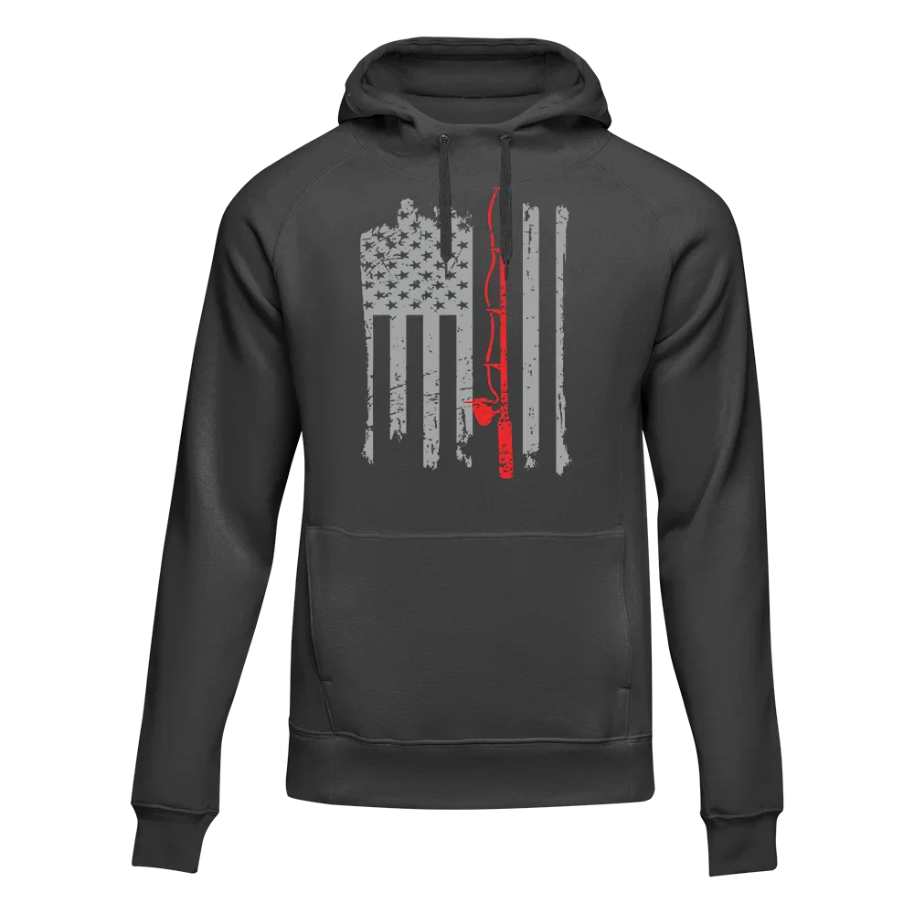 Sweat à capuche unisexe avec drapeau américain et canne à pêche