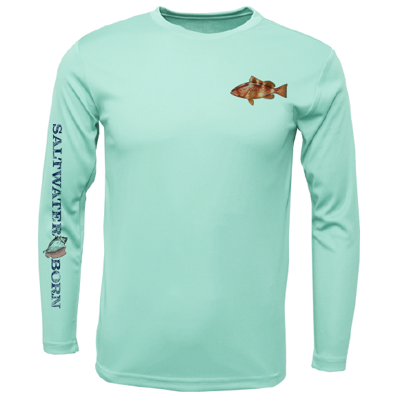 Grouper on Chest Long Sleeve UPF 50+ Dry-Fit Shirt