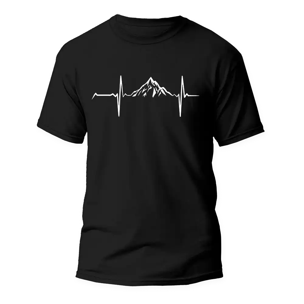 Camiseta unisex con latidos del corazón para senderismo de montaña