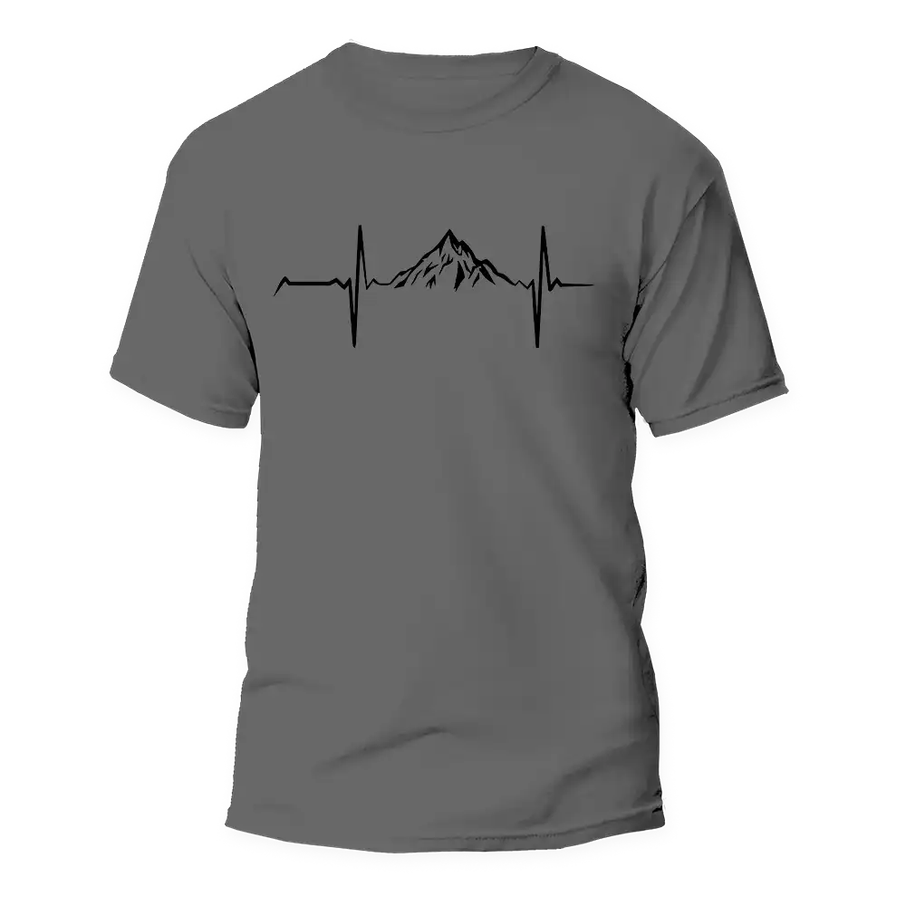 Camiseta unisex con latidos del corazón para senderismo de montaña