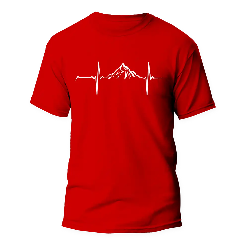 Camiseta unisex con latidos del corazón para senderismo de montaña