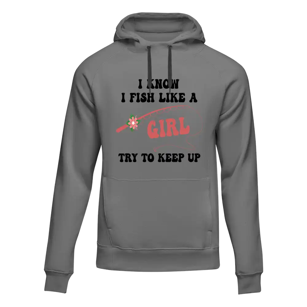 Sweat à capuche unisexe « Je pêche comme une fille »