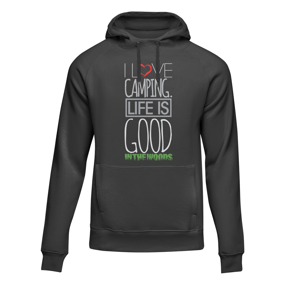 Sweat à capuche polaire pour adulte « J'adore camper dans les bois »