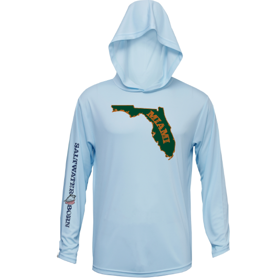 Miami Orange and Green Long Sleeve UPF 50+ Dry-Fit Hoodie
