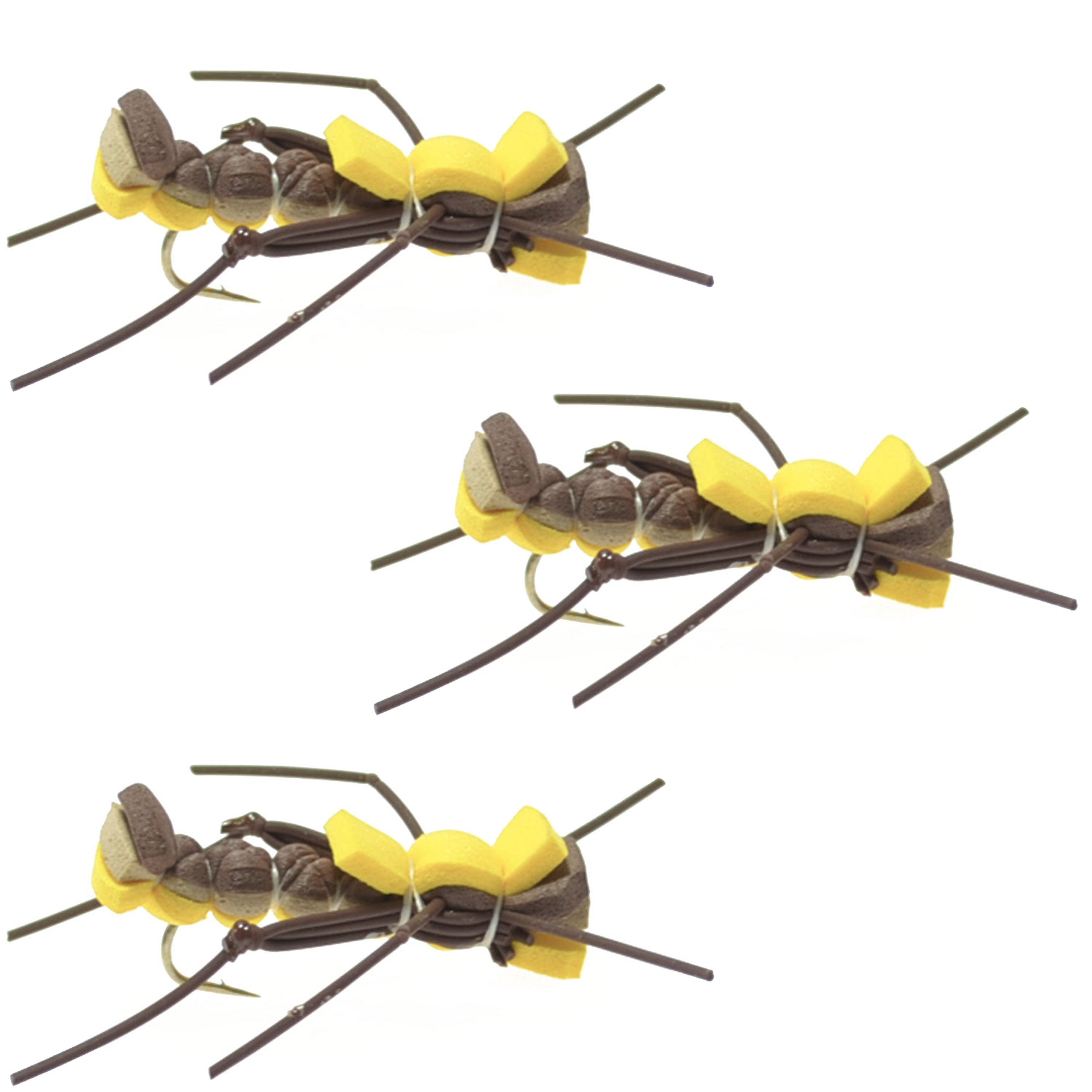 Paquete de 3 moscas saltamontes Mantis BLT con cuerpo de espuma - Anzuelo tamaño 10