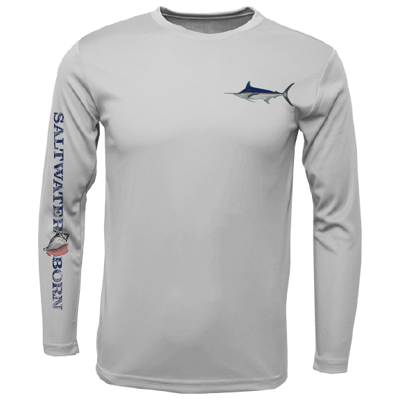 Blue Marlin on Chest Long Sleeve UPF 50+ Dry-Fit Shirt