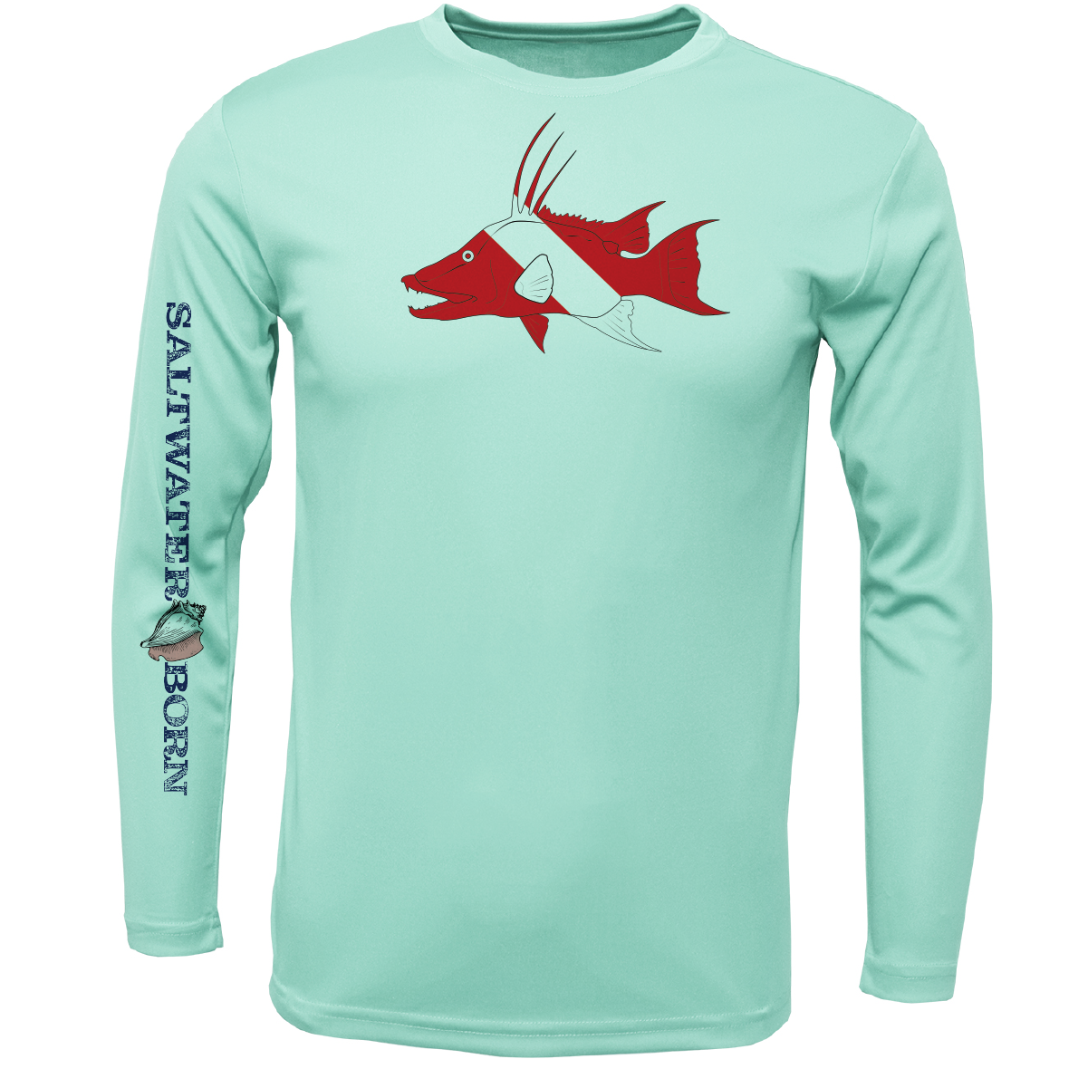 Key West, FL Hogfish Diver Men's Long Sleeve UPF 50+ Dry-Fit Shirt