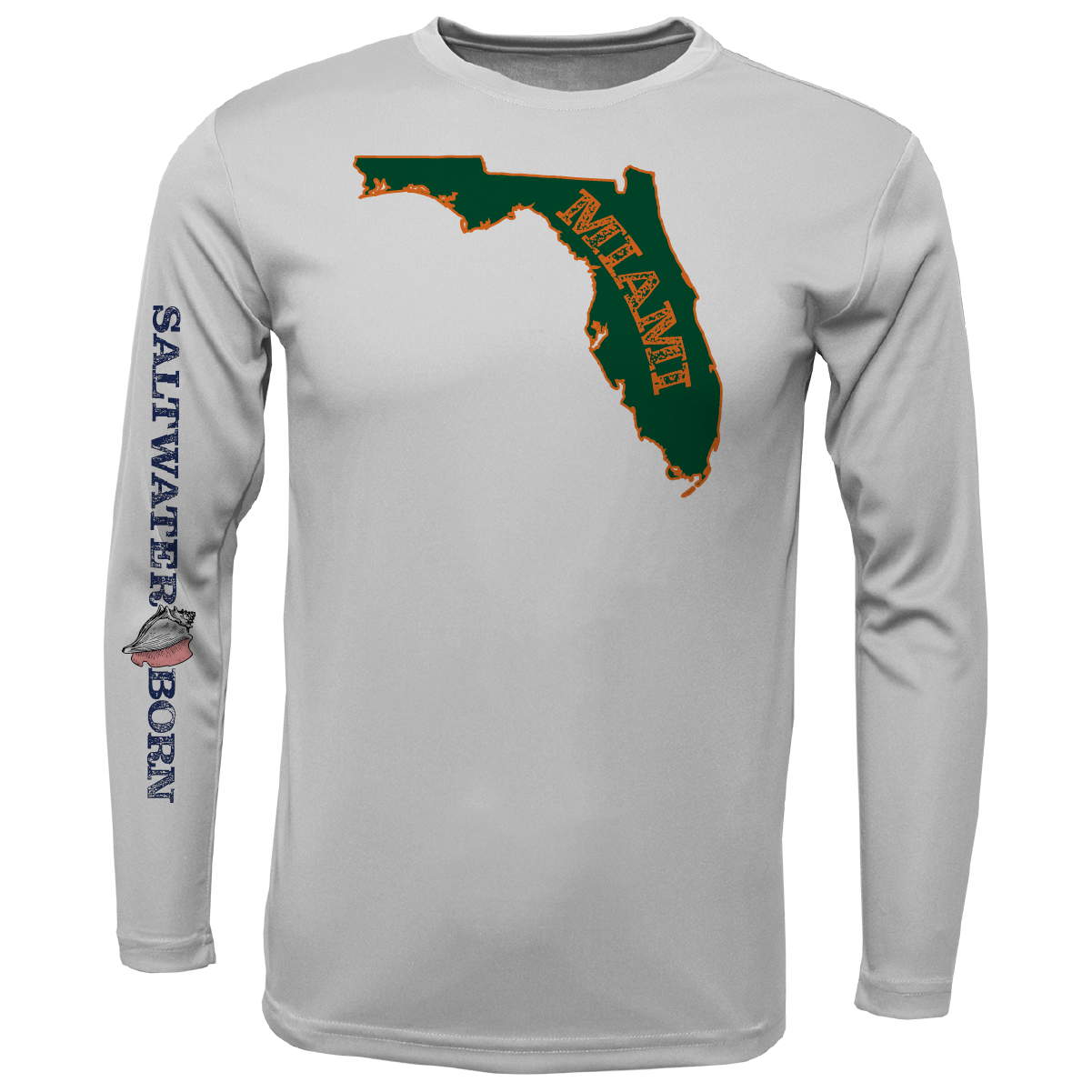 Miami Orange and Green Key West, FL Long Sleeve UPF 50+ Dry-Fit Shirt