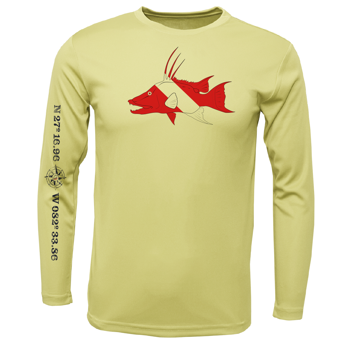 Siesta Key, FL Hogfish Diver Long Sleeve UPF 50+ Dry-Fit Shirt