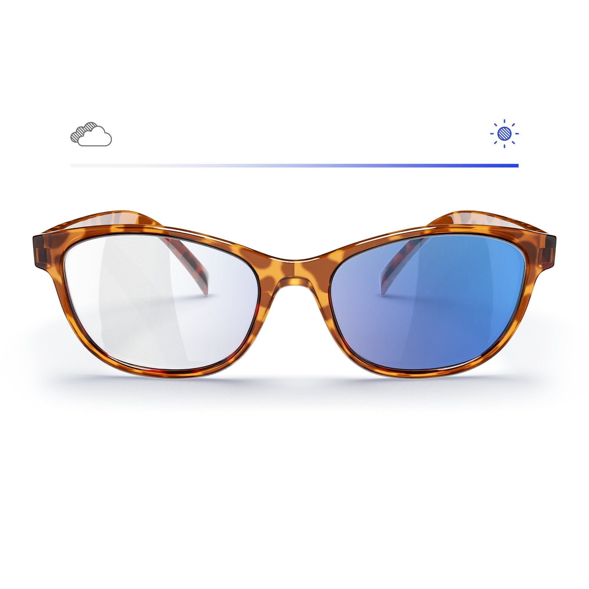 Colores de Transitions® con montura ovalada tipo carey para gafas graduadas