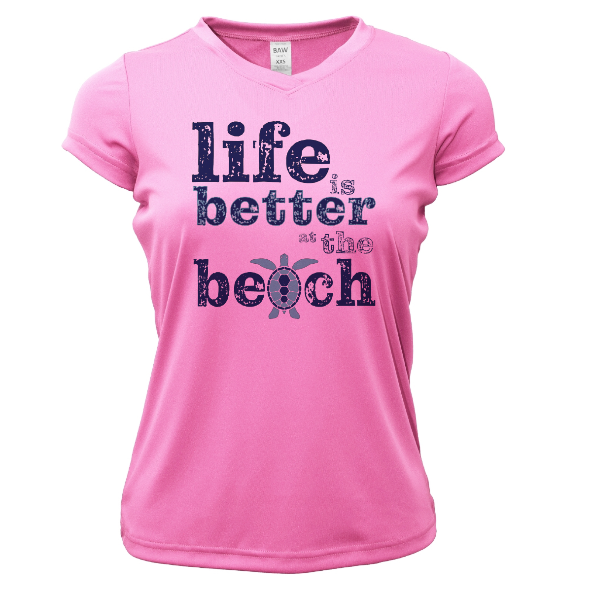 Pensacola, FL "Life Is Better At The Beach" Turtle Women's Short Sleeve UPF 50+ Dry-Fit Shirt