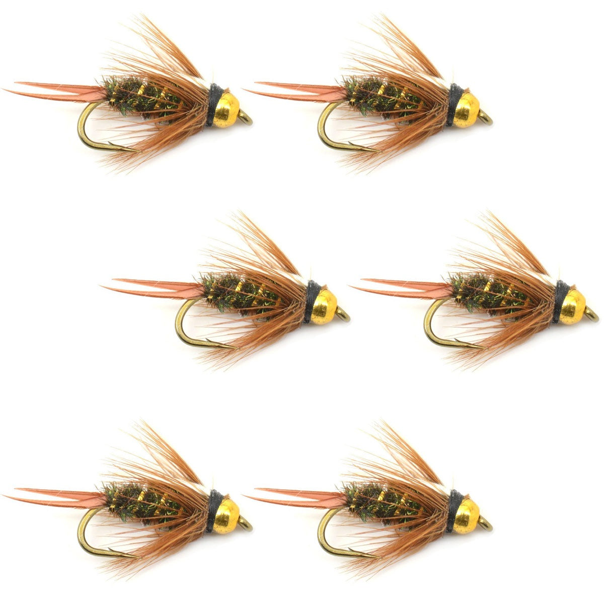 Moscas para pesca con mosca - Ninfa Bead Head Prince - Juego de 6 moscas para trucha húmedas