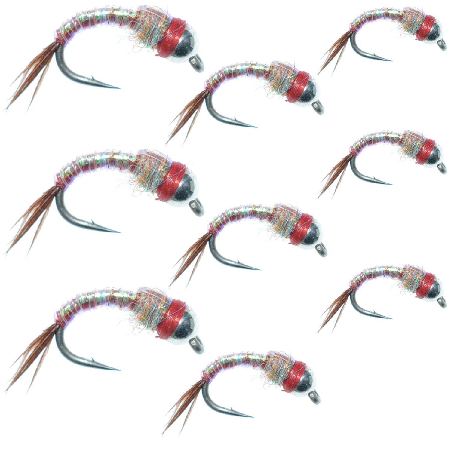 Bead Head Rainbow Warrior Midge Assortment - Silver Bead Head - 3 Each of 3 Sizes 14, 16, 18