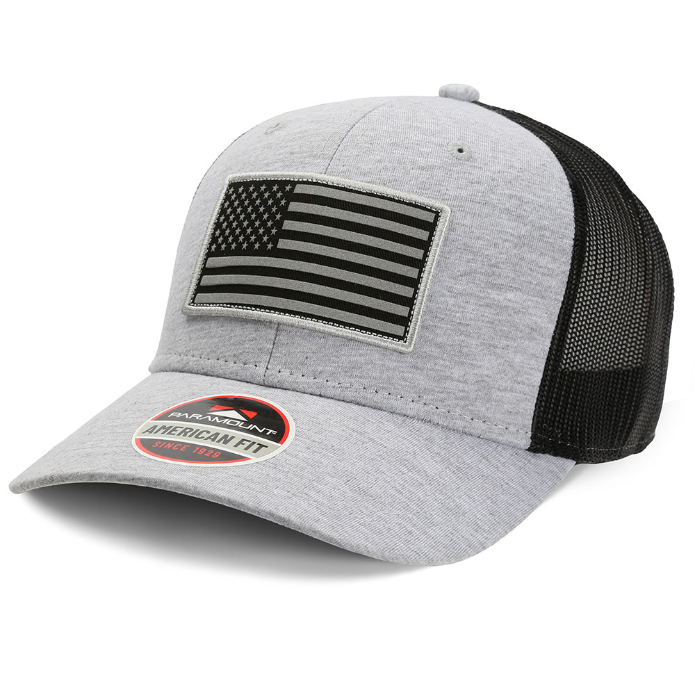 Gorra Riverside Reflective con bandera estadounidense y parte trasera de malla.