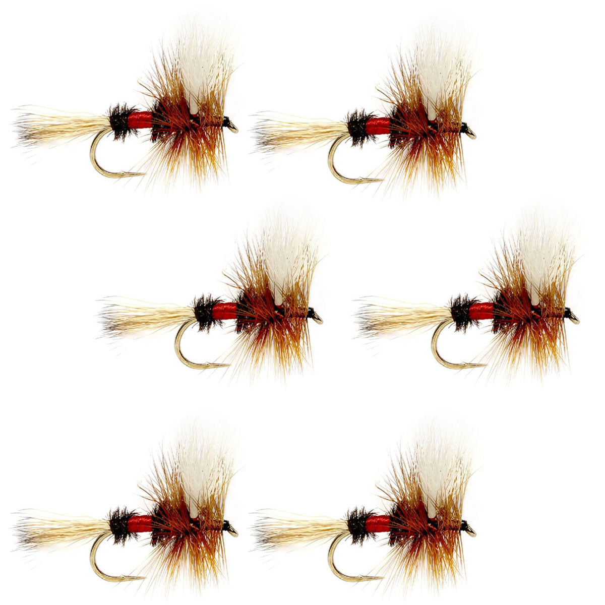 Moscas secas Royal Wulff Classic para trucha - Juego de 6 moscas, tamaño 14