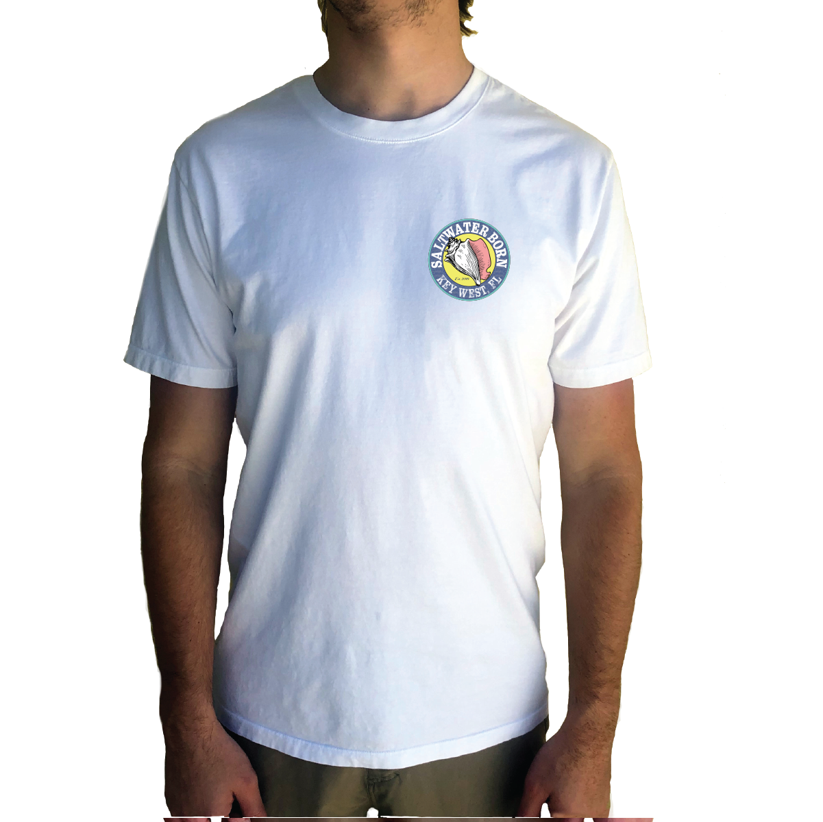 Key West, Florida Circle Logo Saltwater Born Tee