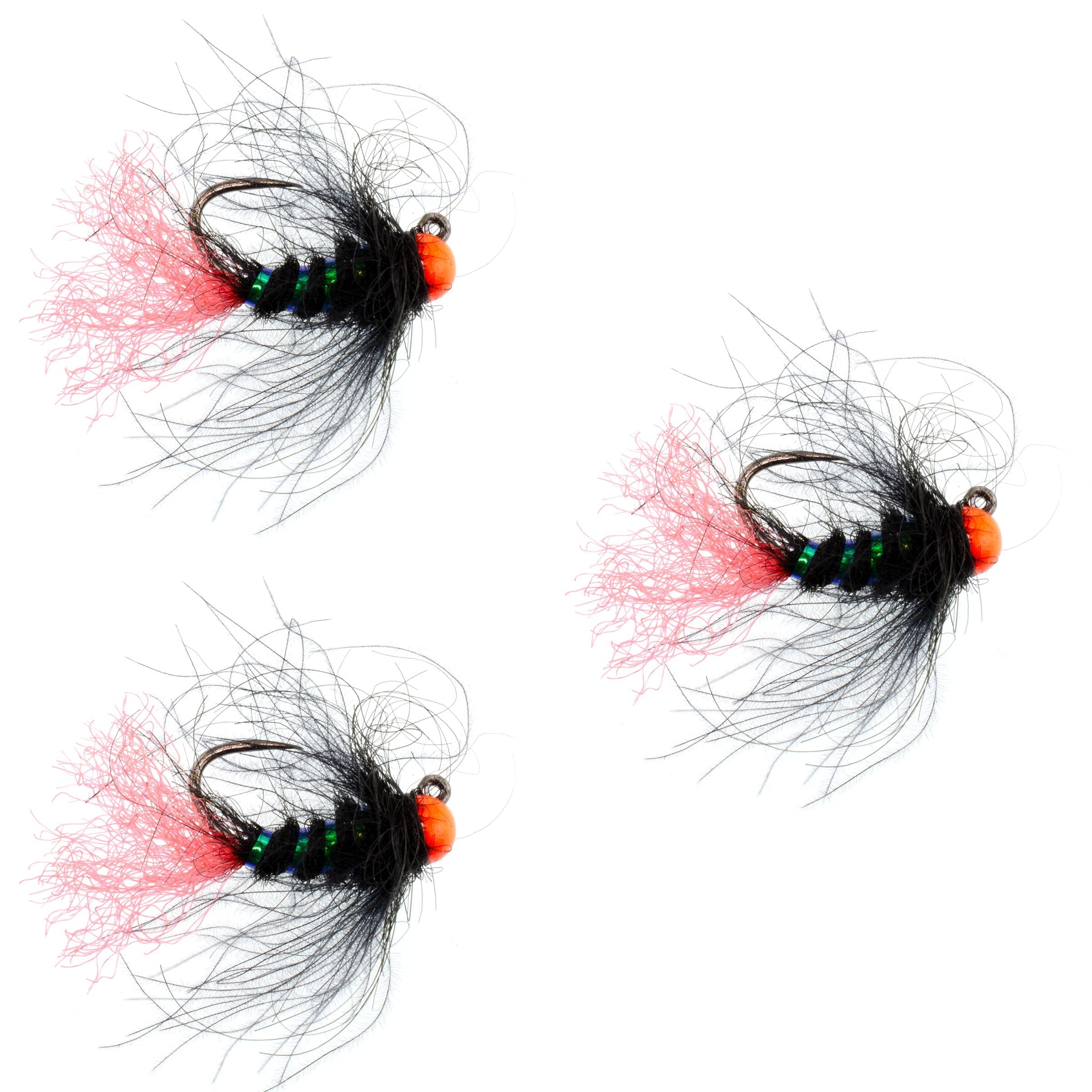 Paquete de 3 anzuelos de tungsteno con cuentas calientes, tácticos, con soplete, para ninfa checa, para pesca con mosca europea (anzuelo tamaño 14)