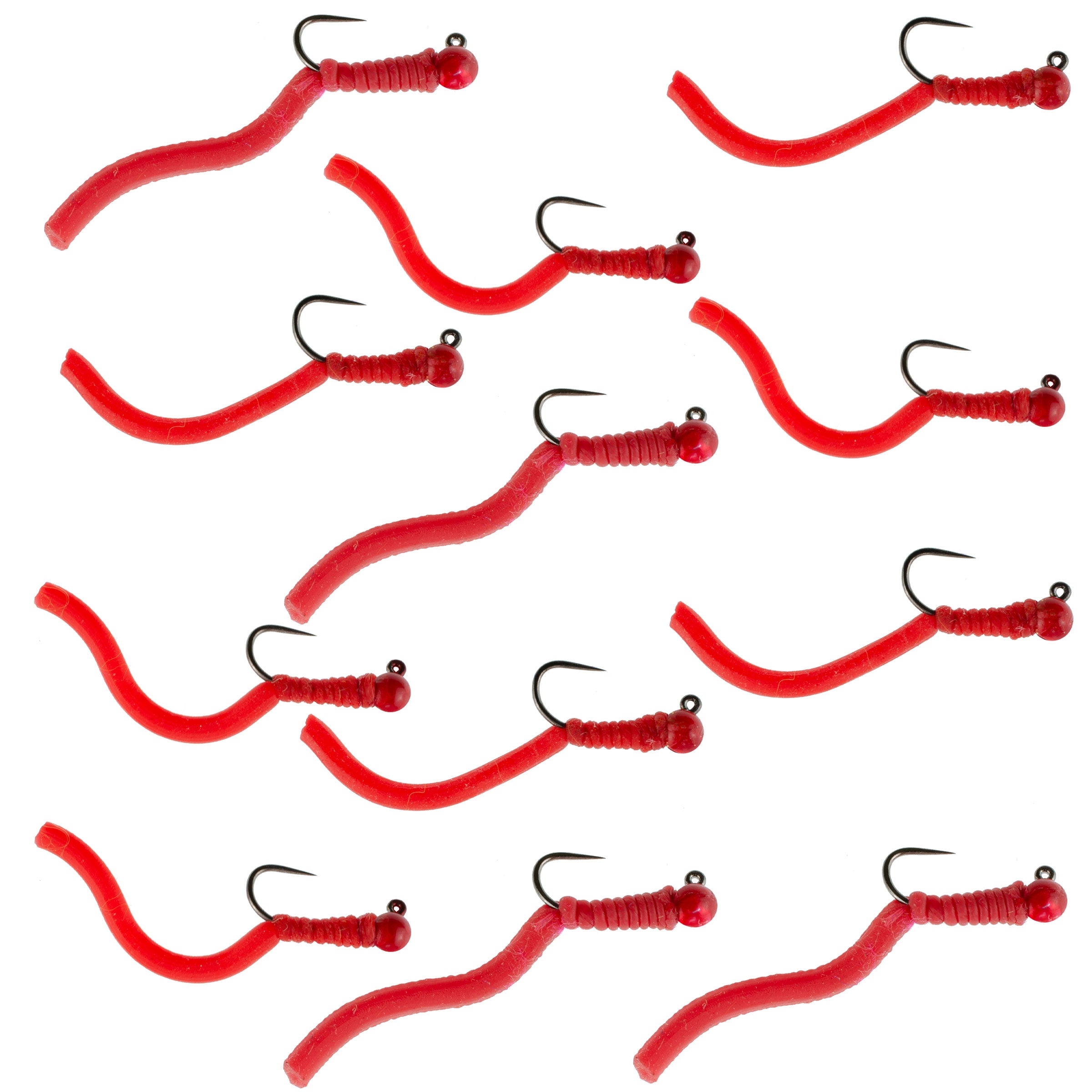 Jig táctico Squirminator Squirmy Wormy con cuentas de tungsteno, ninfa checa europea sin púas, mosca para ninfas - Docena de moscas, tamaño 12