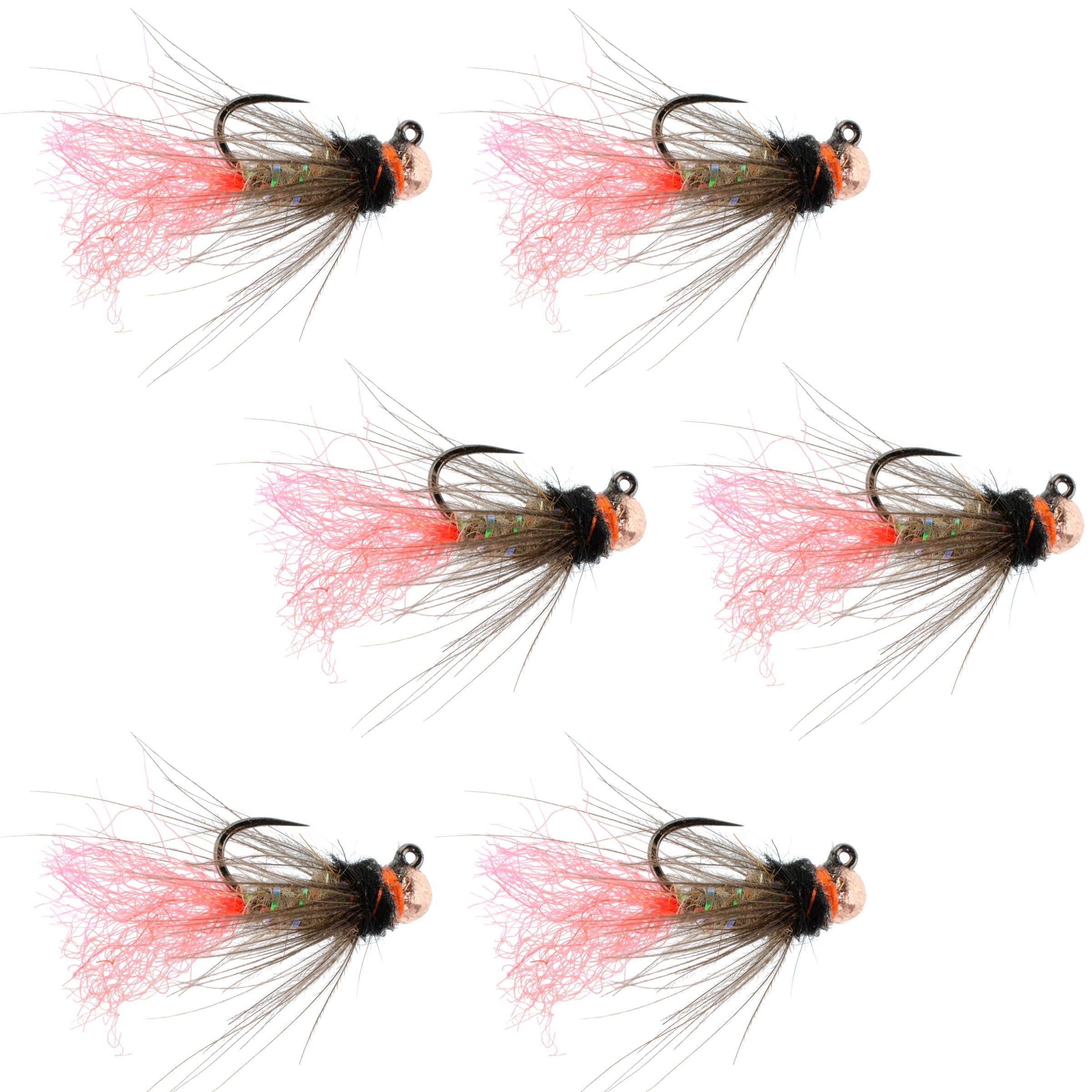 Jig de cuentas de tungsteno Tasmanian Devil Tactical Czech Nymph Euro Nymphing Fly - 6 moscas tamaño 16
