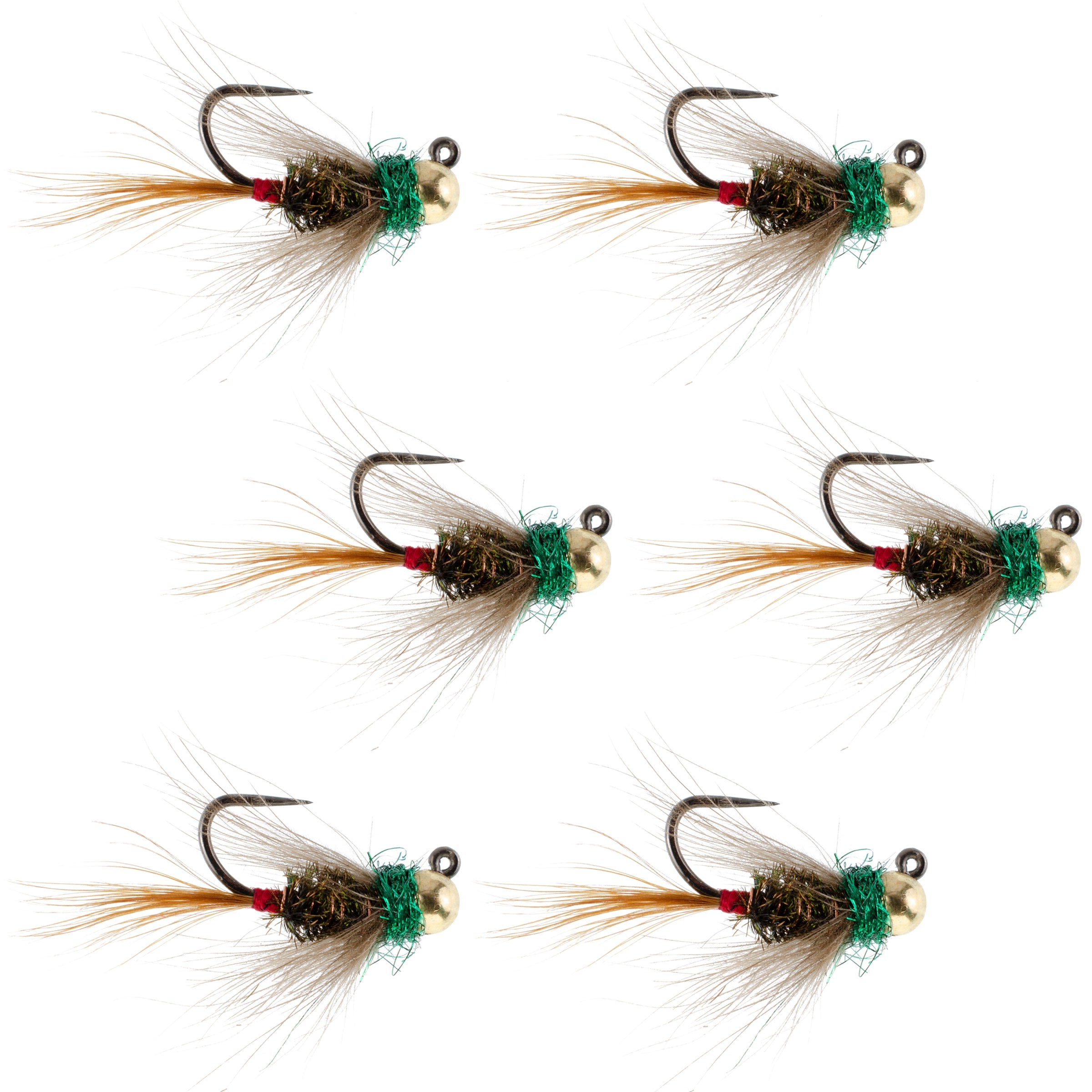 Mouche tactique CDC Frenchie Czech Nymph Euro Nymphing (perle tungstène) - 6 mouches, taille 12